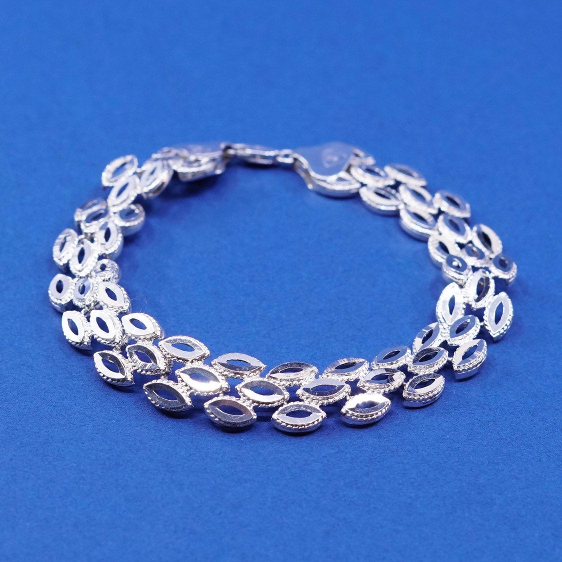 7.25", 11mm, vtg OR Sterling silver handmade bracelet, 925 tennis bracelet