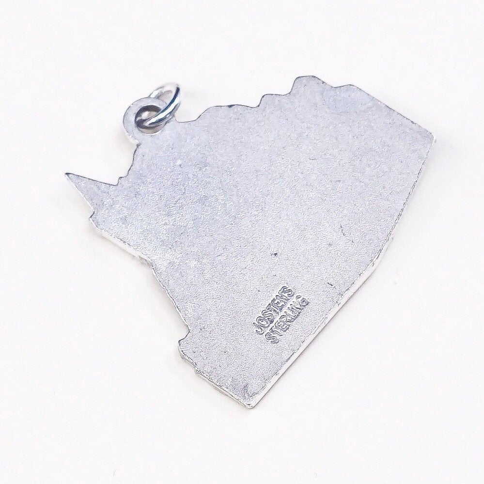 vtg Jostens Sterling silver city view pendant, 925 silver building charm
