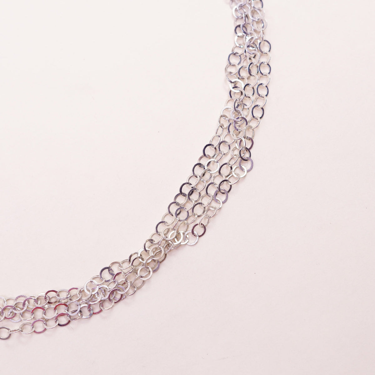18”, vintage Milor Sterling 925 silver multi strands flatten circle necklace