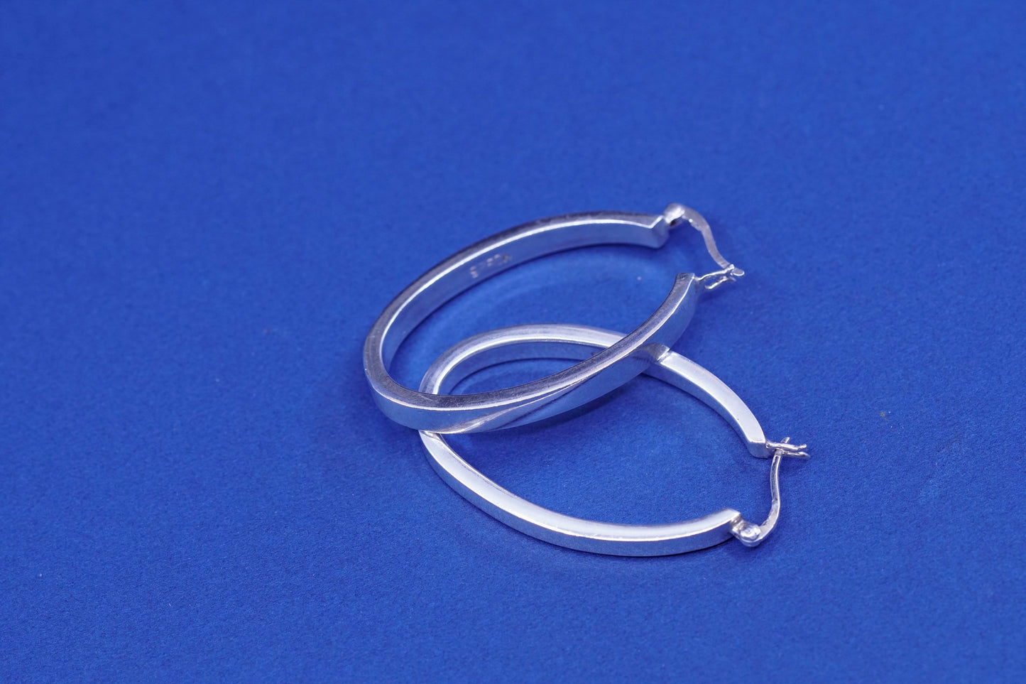 1.5”, vintage Sterling silver handmade earrings, 925 hoops, huggie