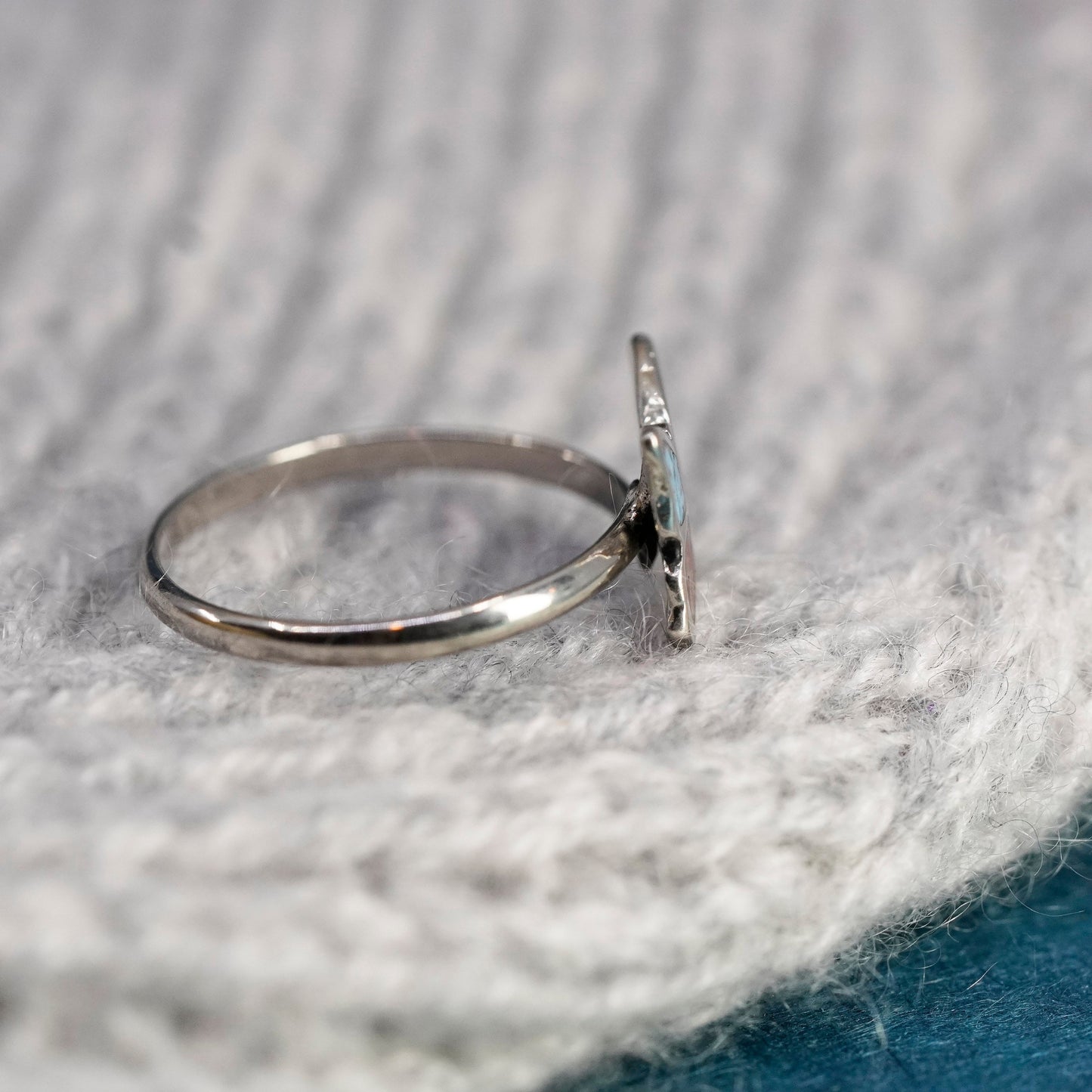 Size 4.25, Native American sterling silver ring, 925 butterfly turquoise coral
