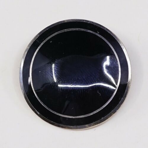 Vtg Norway OPRO Guilloche Enamel Sterling Silver 925 Clip on Black Earrings