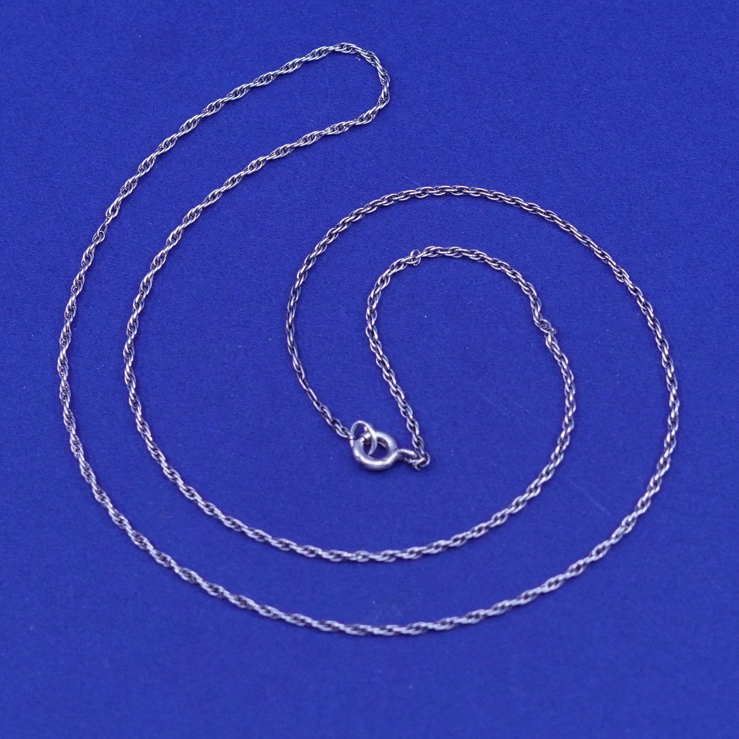 19”, 1mm, vintage Sterling silver necklace, 925 Singapore rope chain