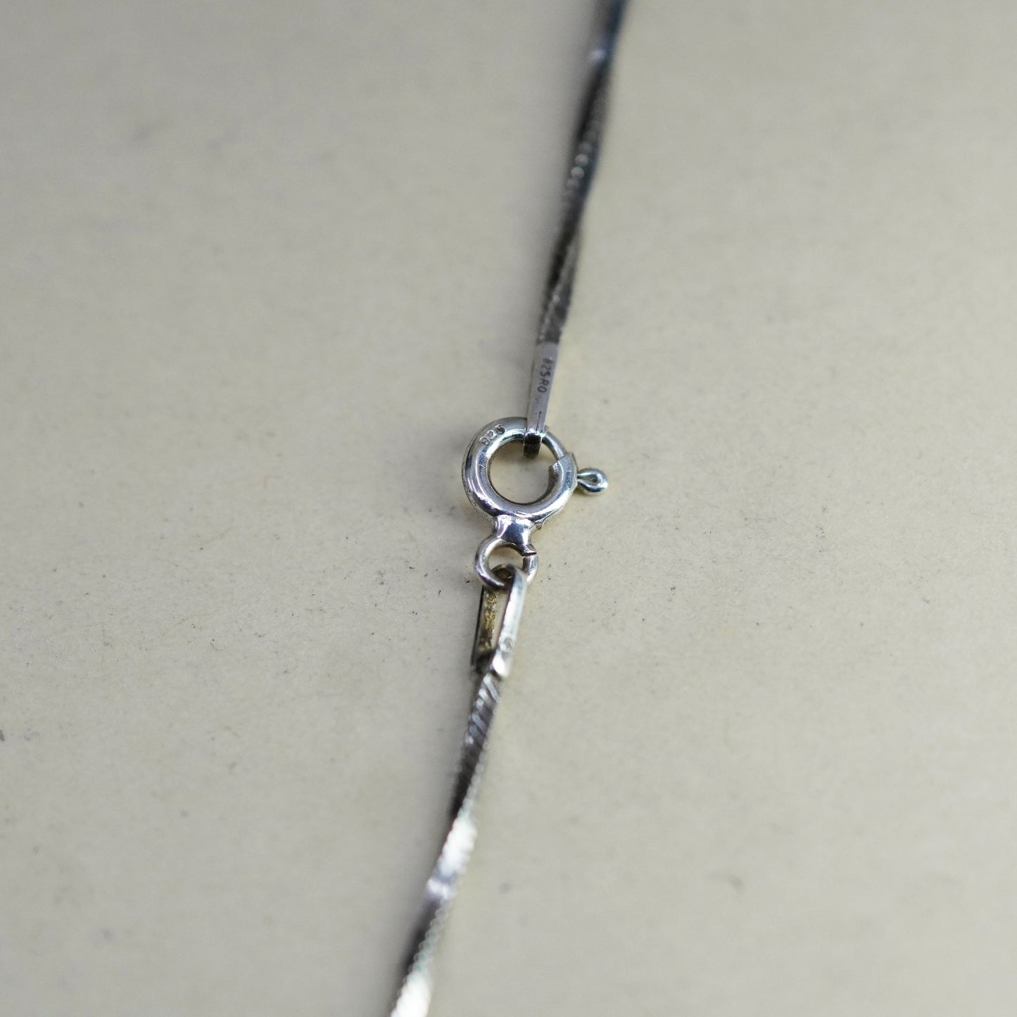 17”, Vintage sterling silver twisted square snake chain, Italy 925 necklace