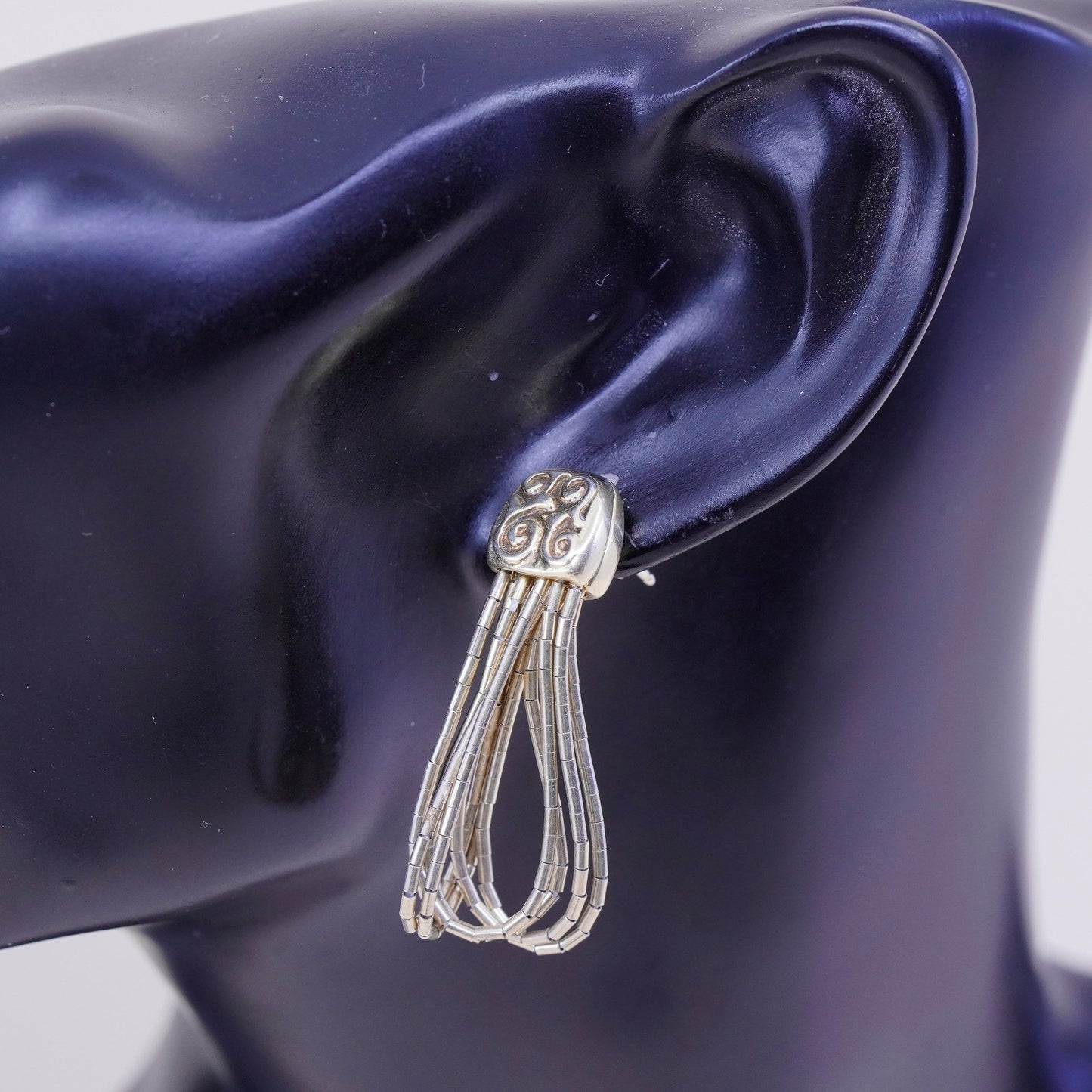 Vintage Shube vermeil gold over sterling earrings, 925 liquid silver dangles