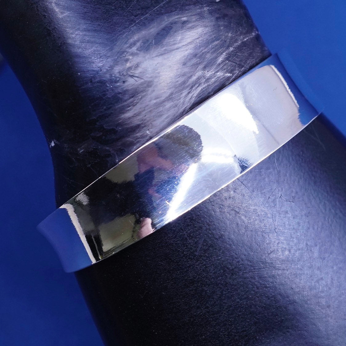 7”, vtg modern sterling silver handmade bracelet, high polished 925 cuff