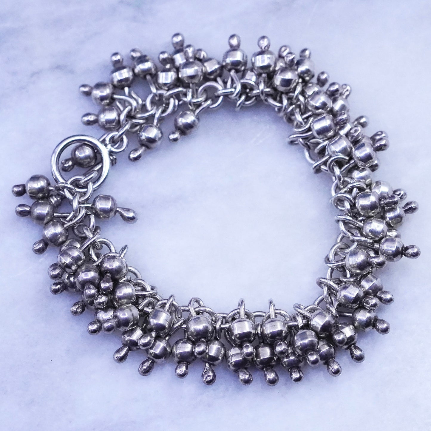 7”, Silpada B0919 handmade Sterling 925 silver Cha Cha Bracelet, cluster beads