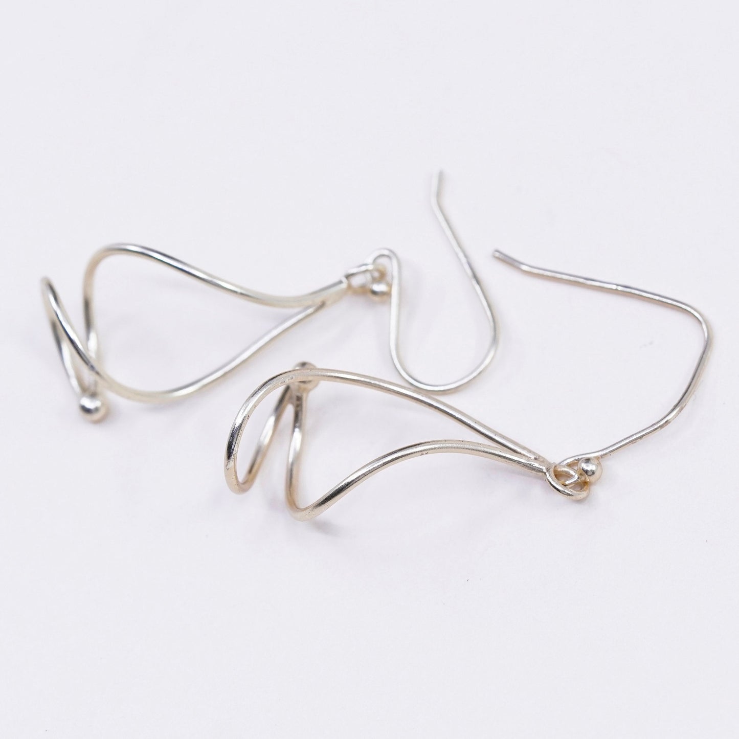 Vintage vermeil gold over sterling silver earrings, 925 twisted dangles