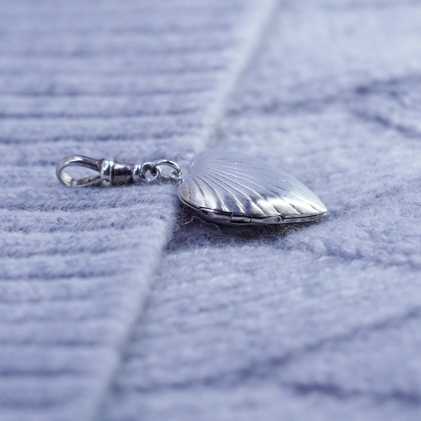 Antique Sterling silver handmade charm, textured 925 heart photos locket