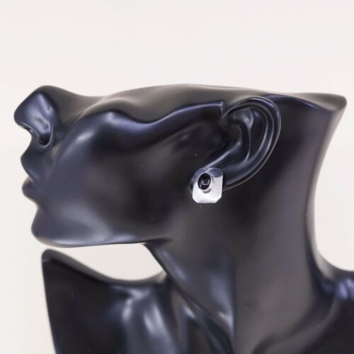 Vintage Sterling Silver Handmade Earrings, 925 Silver Studs W/ Obsidian