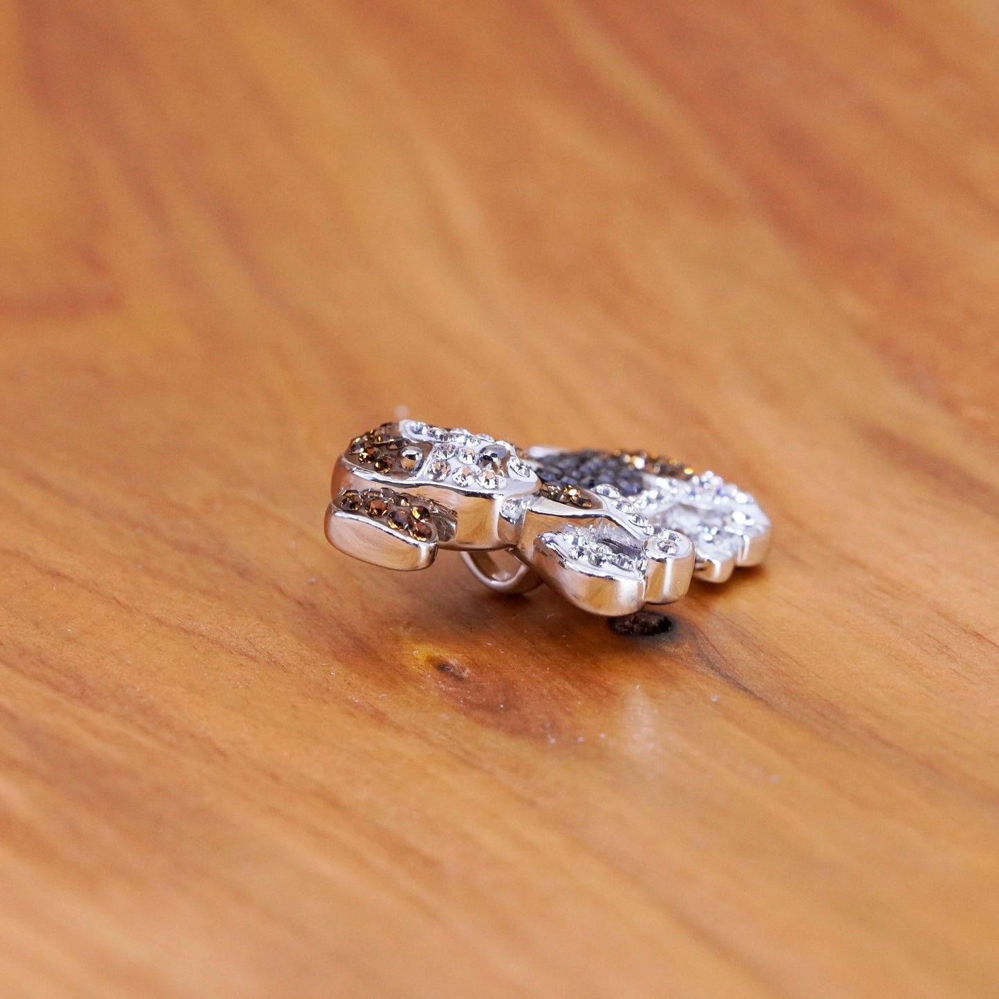 vtg RL Sterling 925 silver handmade pendant, cluster crystal Beagle puppy dog