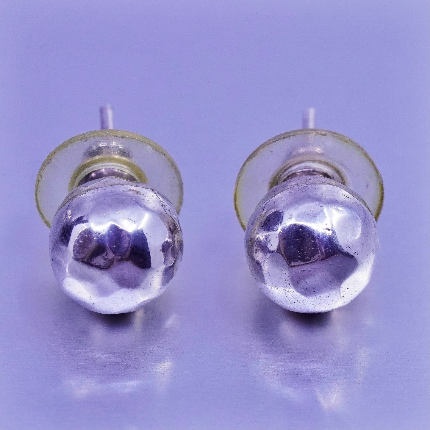 10mm, Vintage Sterling 925 silver handmade hammered earrings
