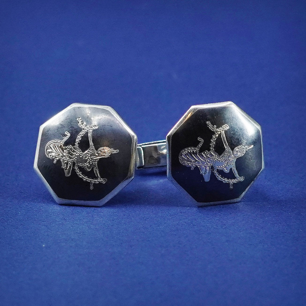 Siam Indian goddess sterling silver Handmade cufflinks, hexagram 925 cuff links