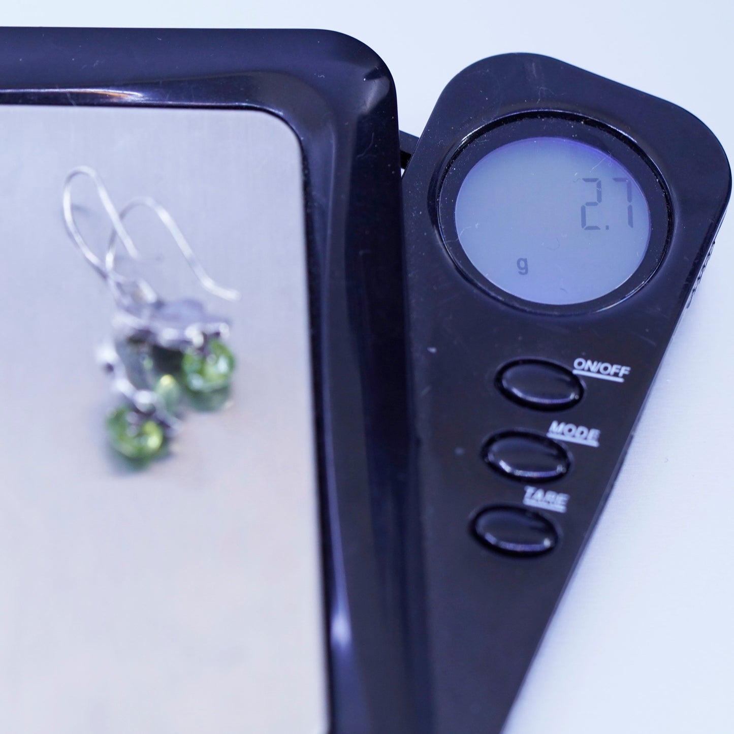 Vintage Sterling 925 silver handmade flower earrings with peridot