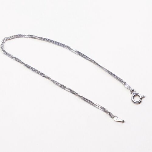 7”, Vtg Sterling Silver Handmade Bracelet, 925 Twist curb link Chain, Stamped 92
