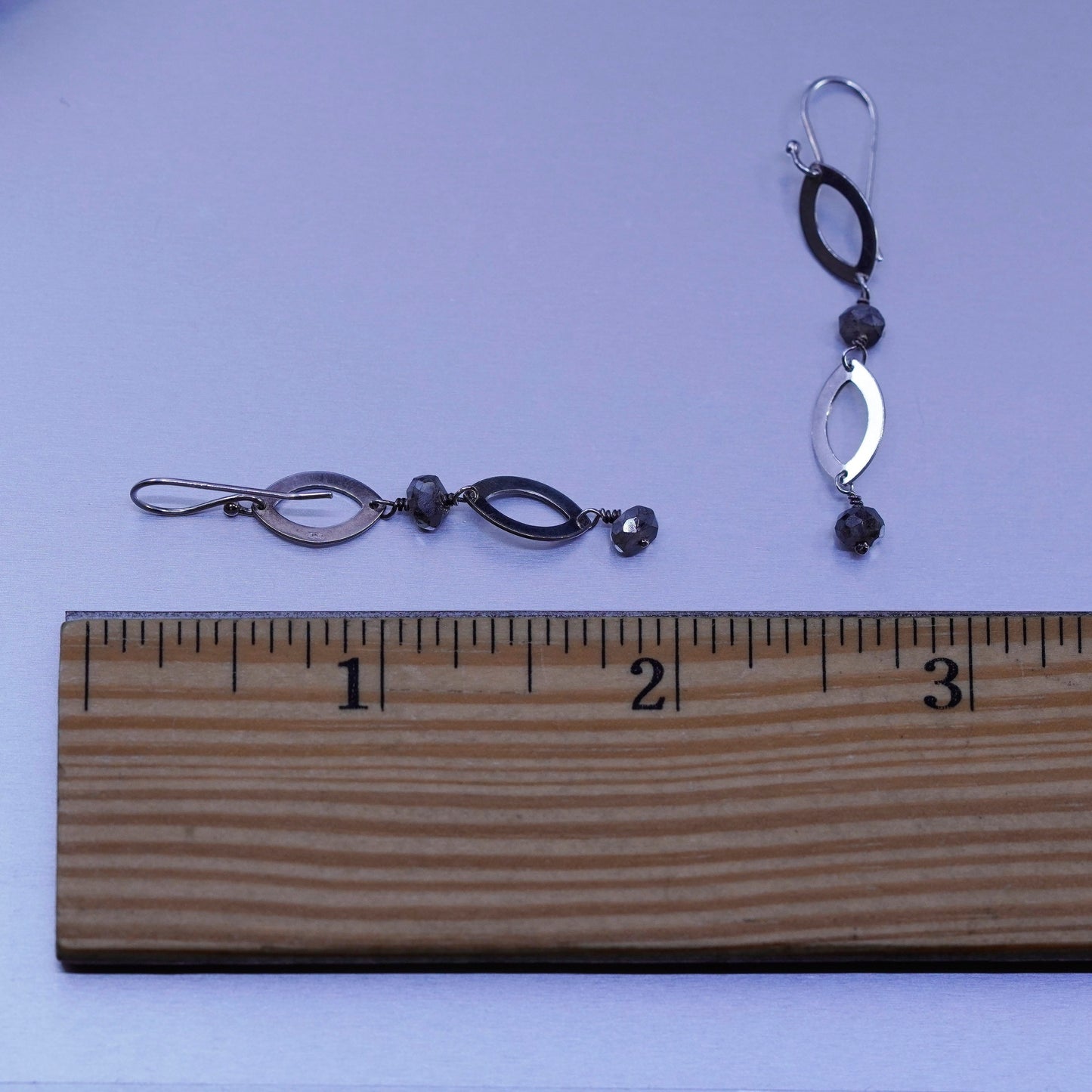 Vintage Sterling 925 silver handmade earrings with hematite