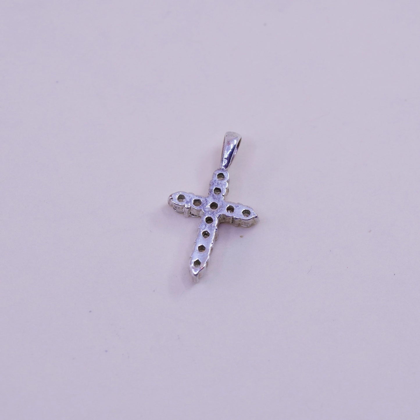 Vintage sterling silver pendant, 925 cross handmade pendant with Cz