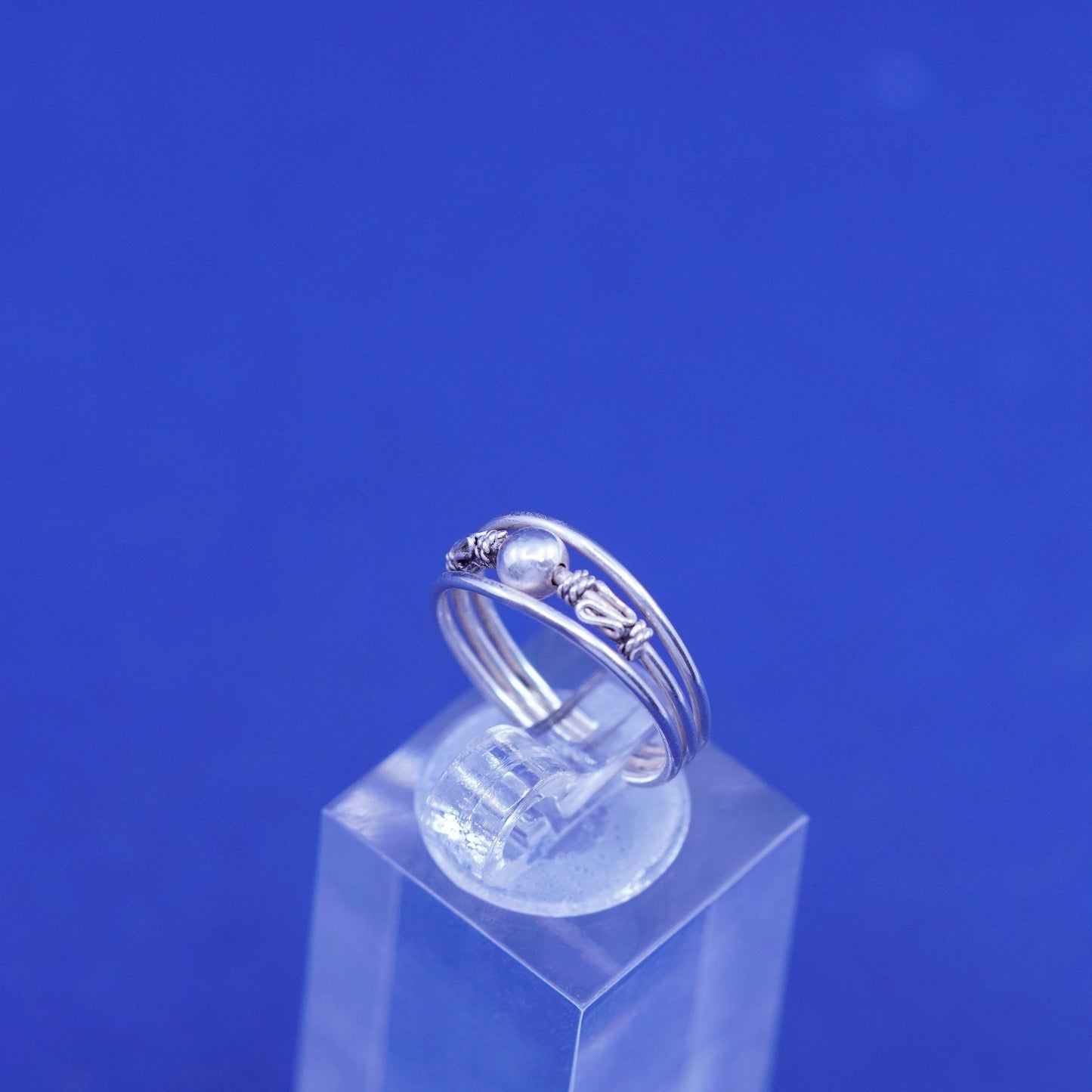 Size 3.5, vintage Sterling silver handmade ring, 925 filigree open band