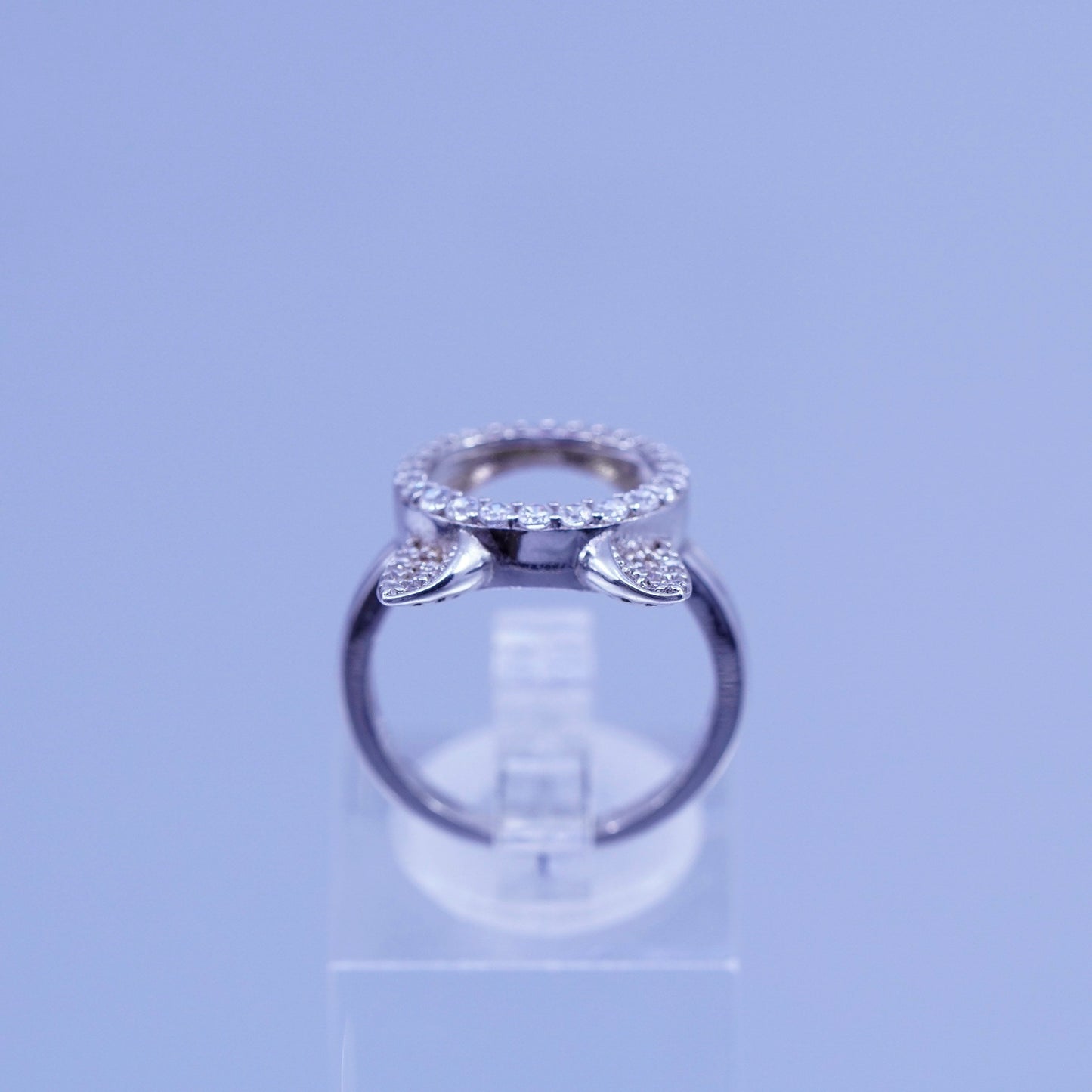 Size 6.25, vintage BJG Sterling 925 silver cat ring, cluster Cz