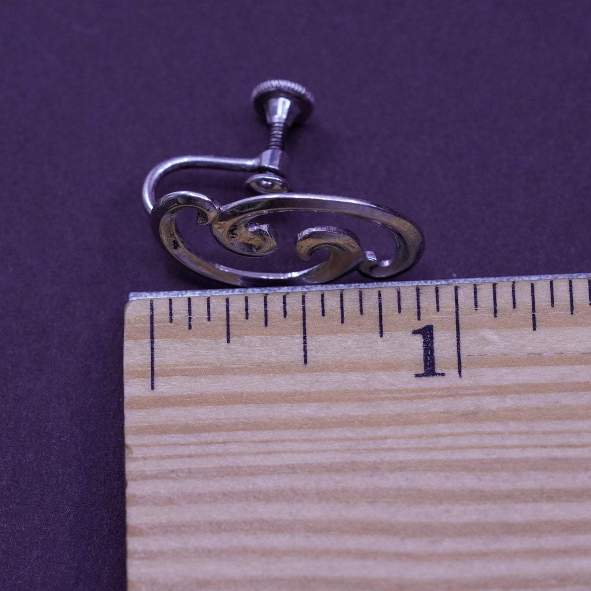 Vintage Sterling silver handmade earrings, 925 swirly screw on earrings