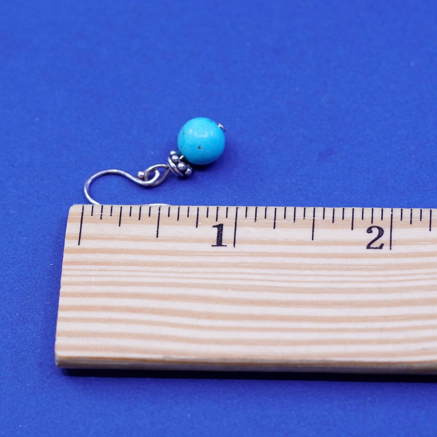 Vintage sterling silver handmade earrings, 925 hooks with turquoise beads