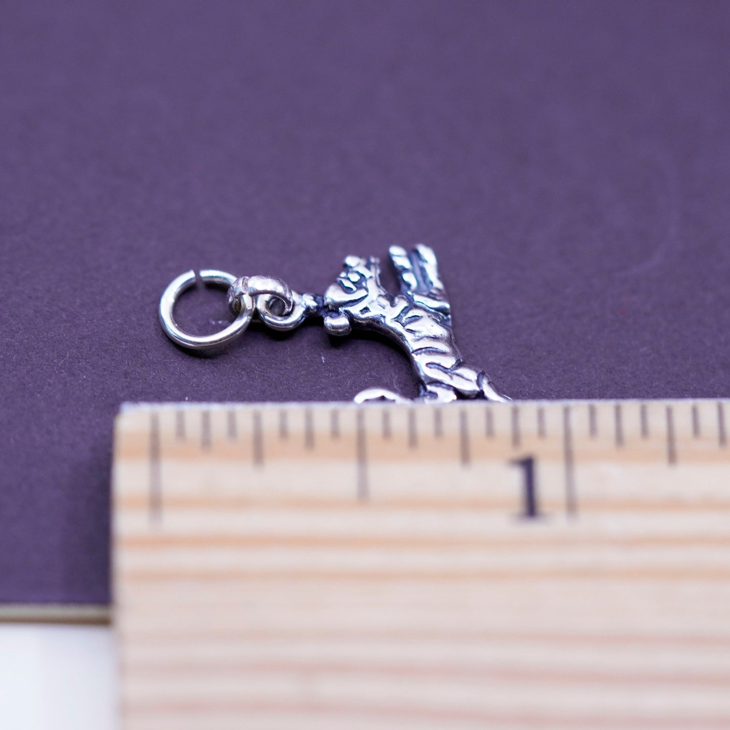 Vintage Sterling silver handmade pendant, 925 tiger charm