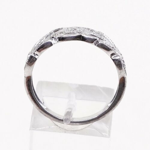 Size 9.25, Vtg Sterling Silver Handmade Ring 925 Band W/ Leaves Embossed