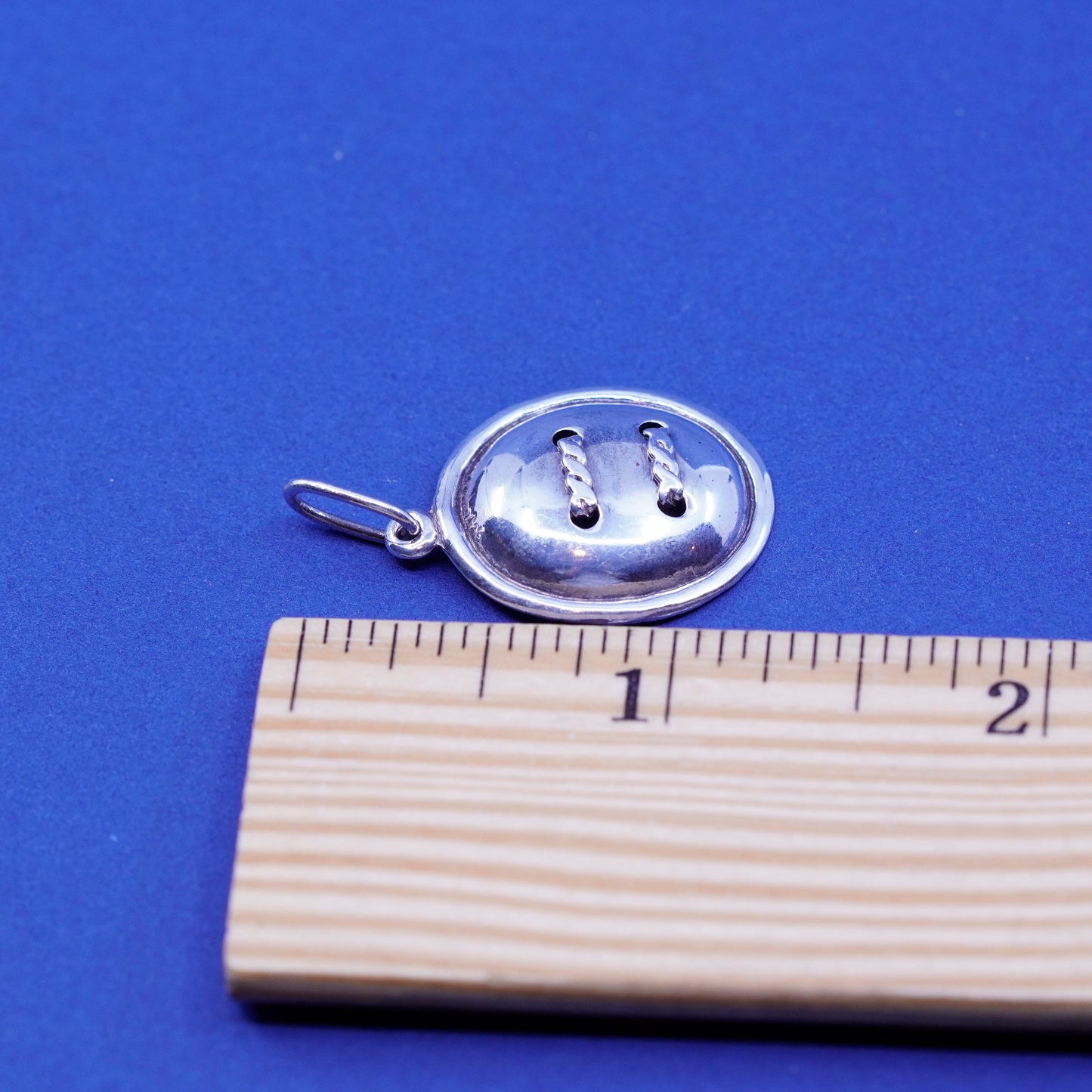Vintage Sterling silver handmade pendant, 925 button charm