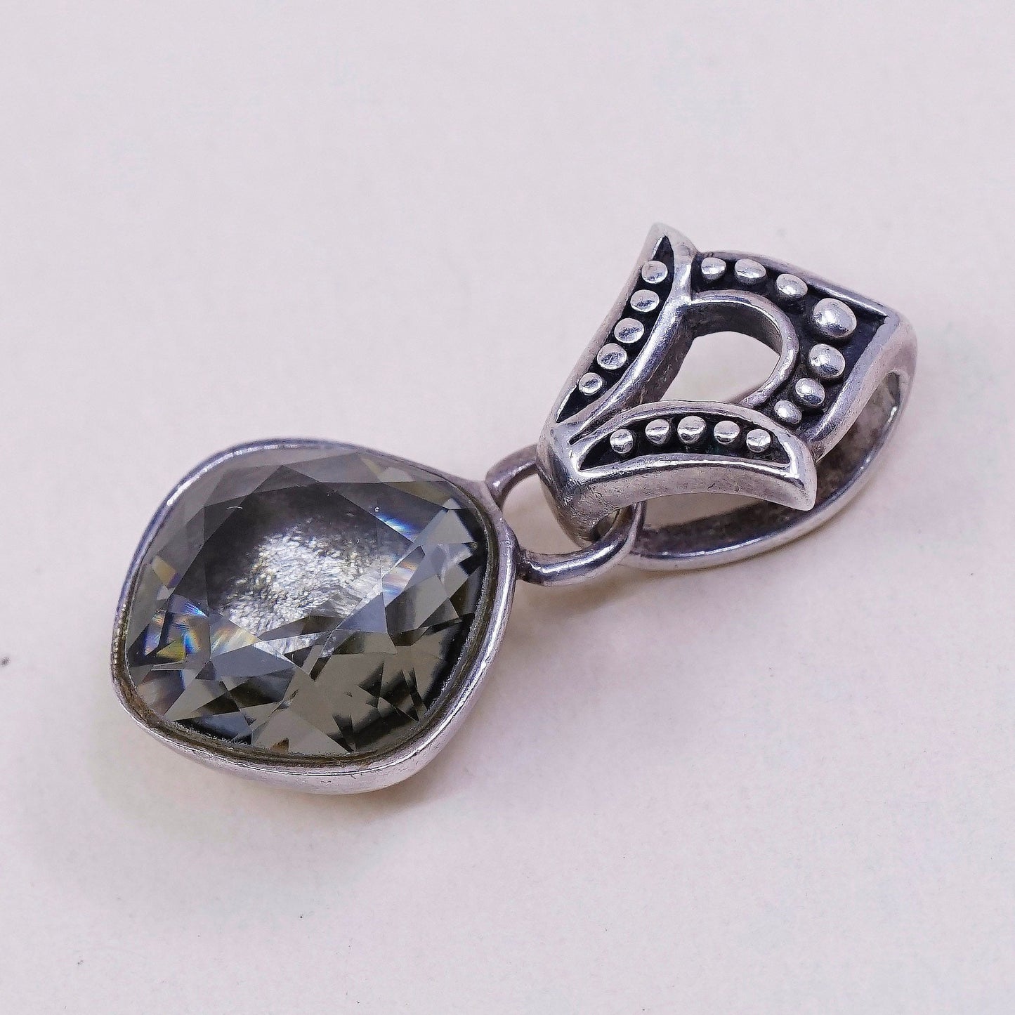 VTG Barse sterling silver handmade pendant, 925 with cushion cut topaz pendant