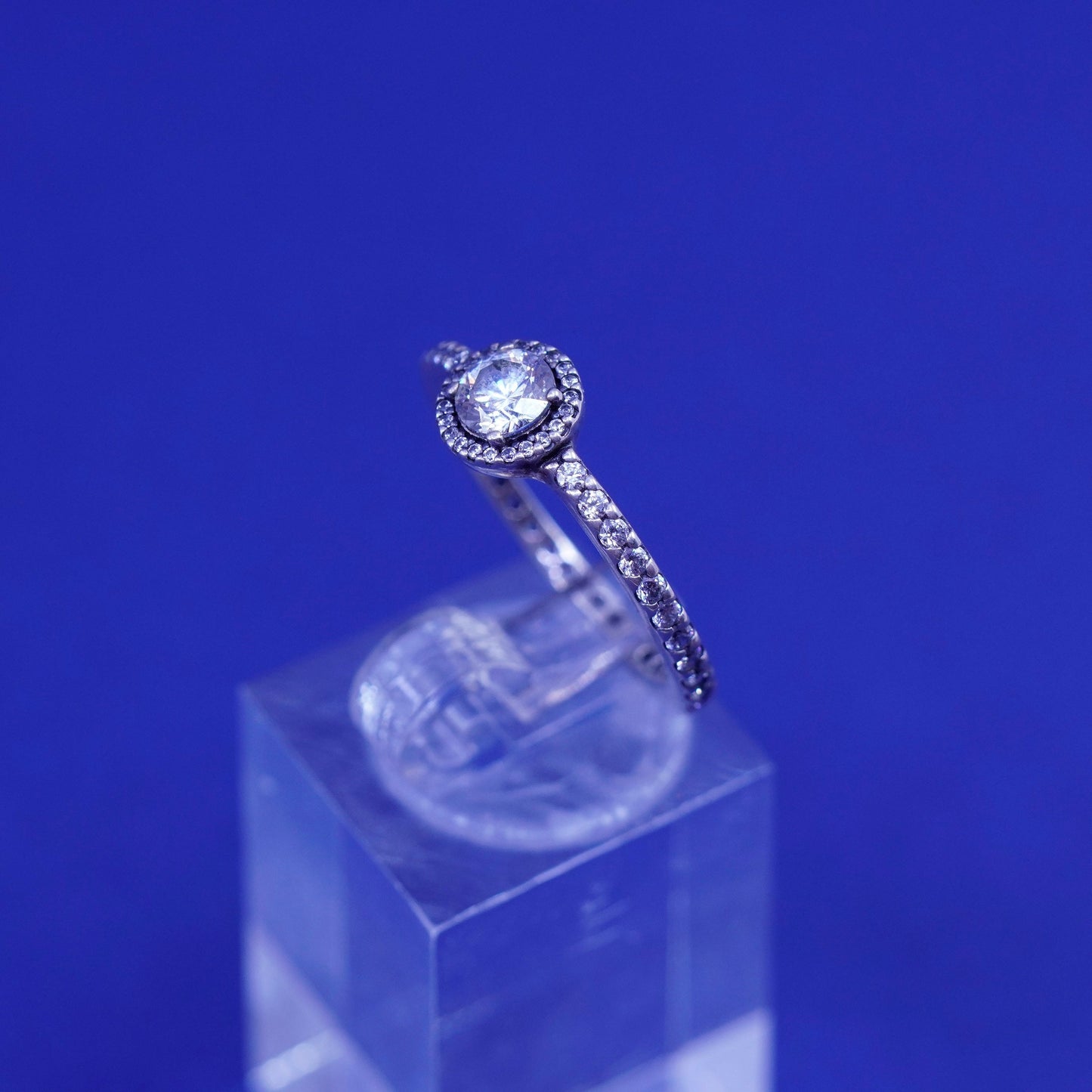 Size 7.75, vintage ALE sterling 925 silver engagement ring with cz