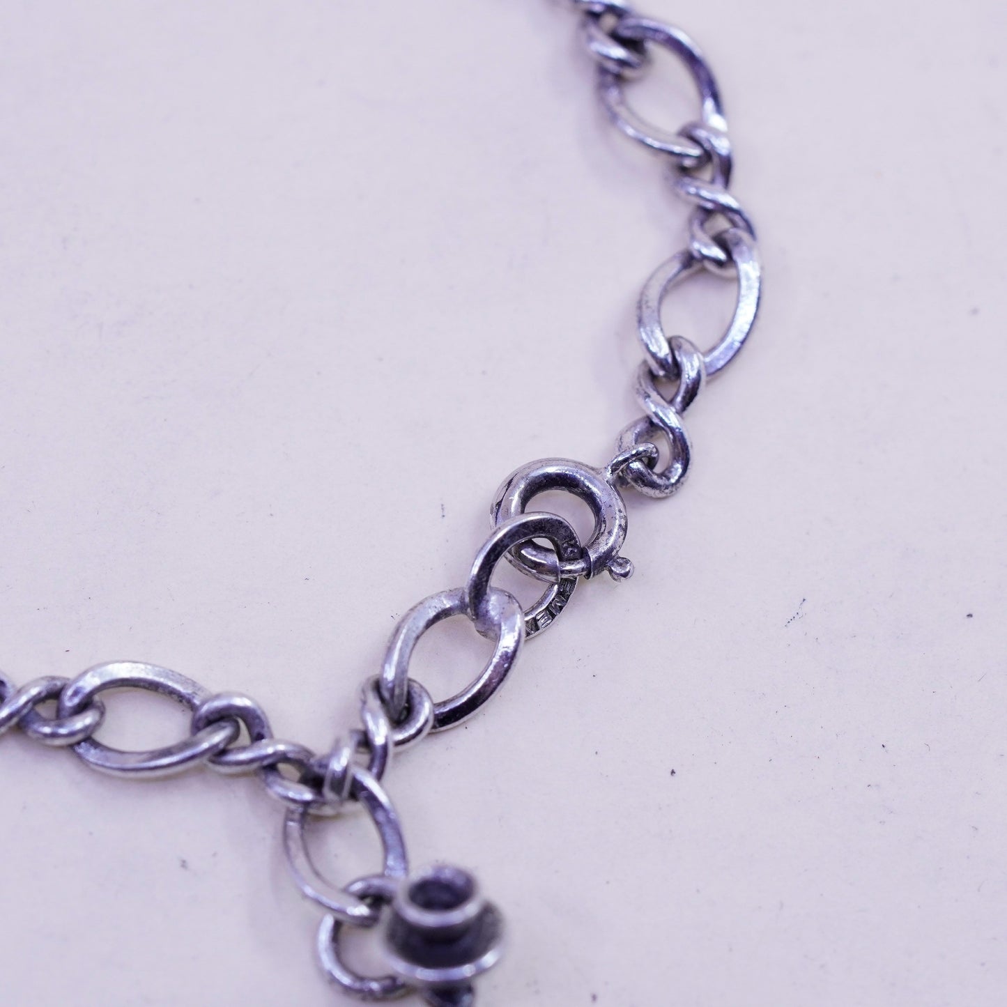6.5”, danecraft sterling 925 silver bracelet, kremen figaro chain phone charm