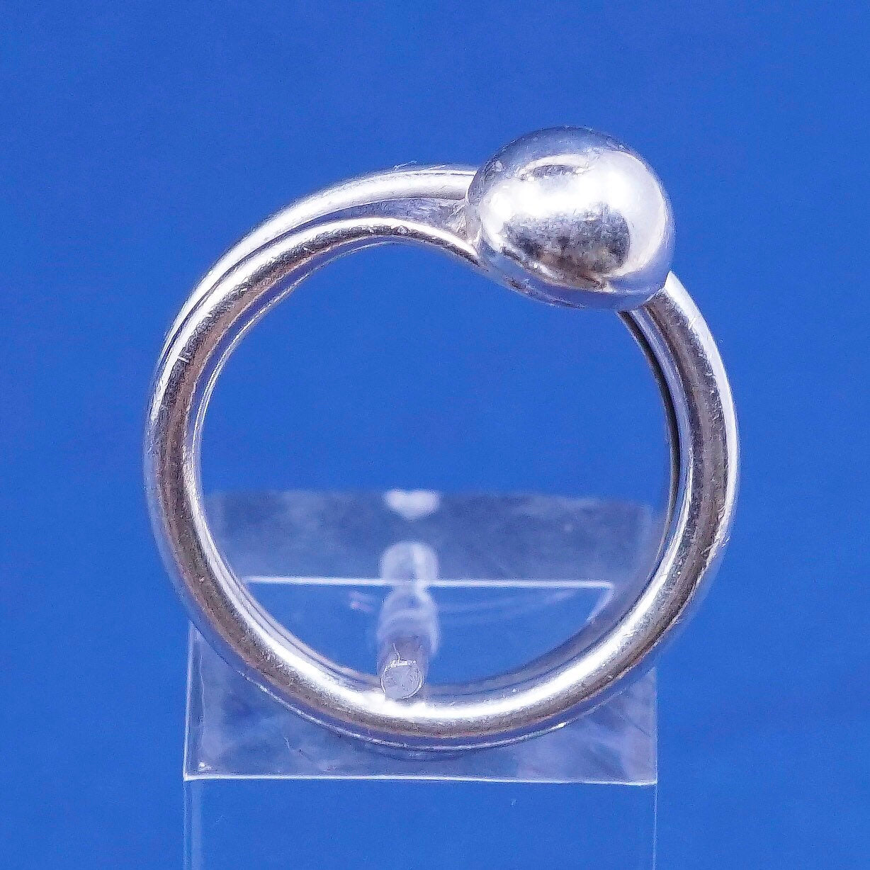sz 7.75, Mexico Sterling silver handmade wrap ring, 925 statement ring w/ bead