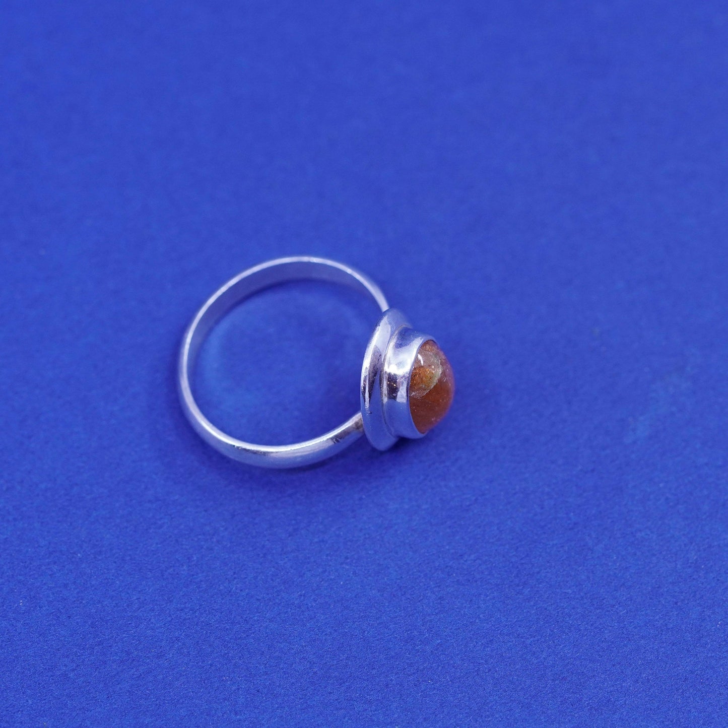 Size 8, vintage sterling 925 silver handmade ring with yellow citrine