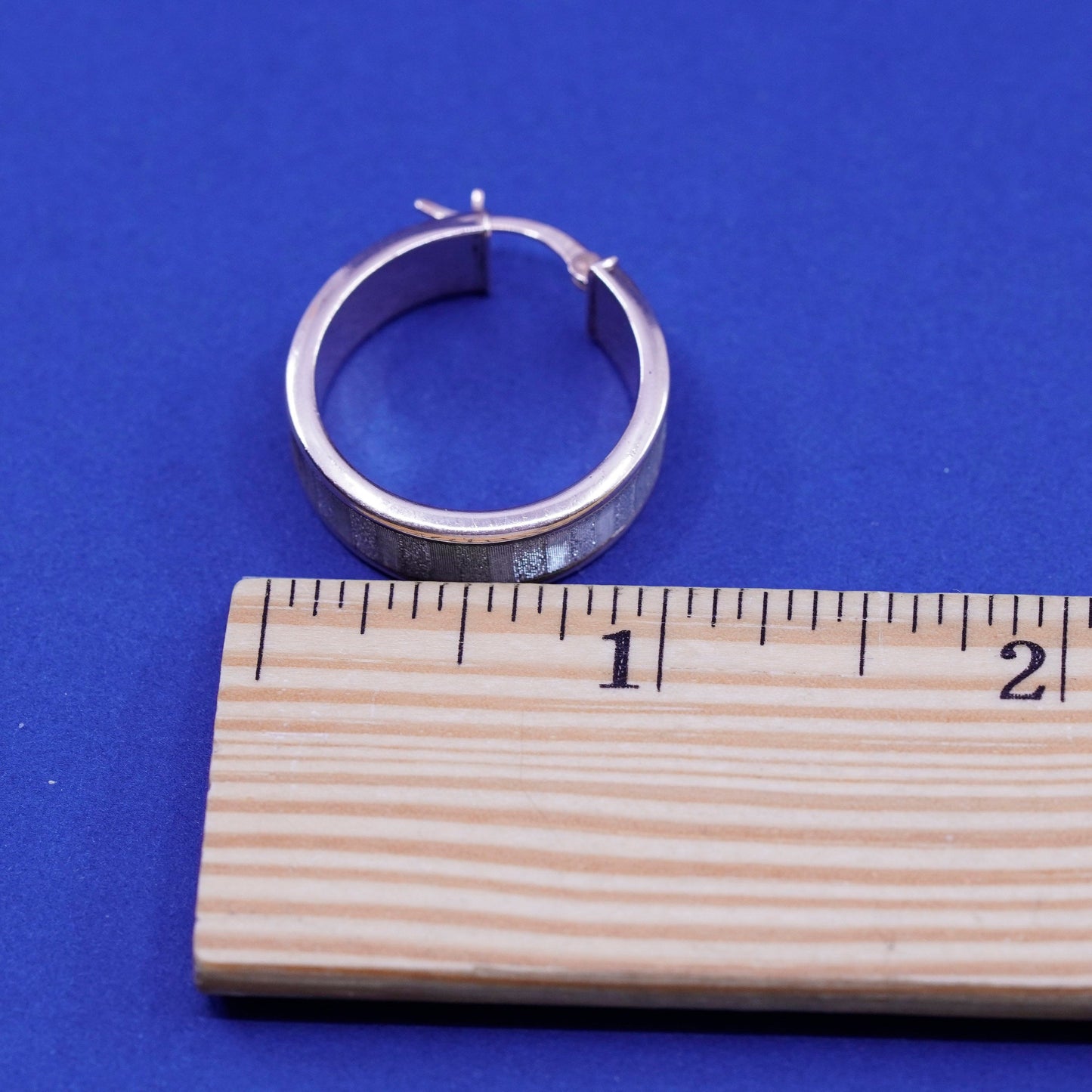 1”, vintage two tone Sterling 925 silver hoop huggie glittering earrings