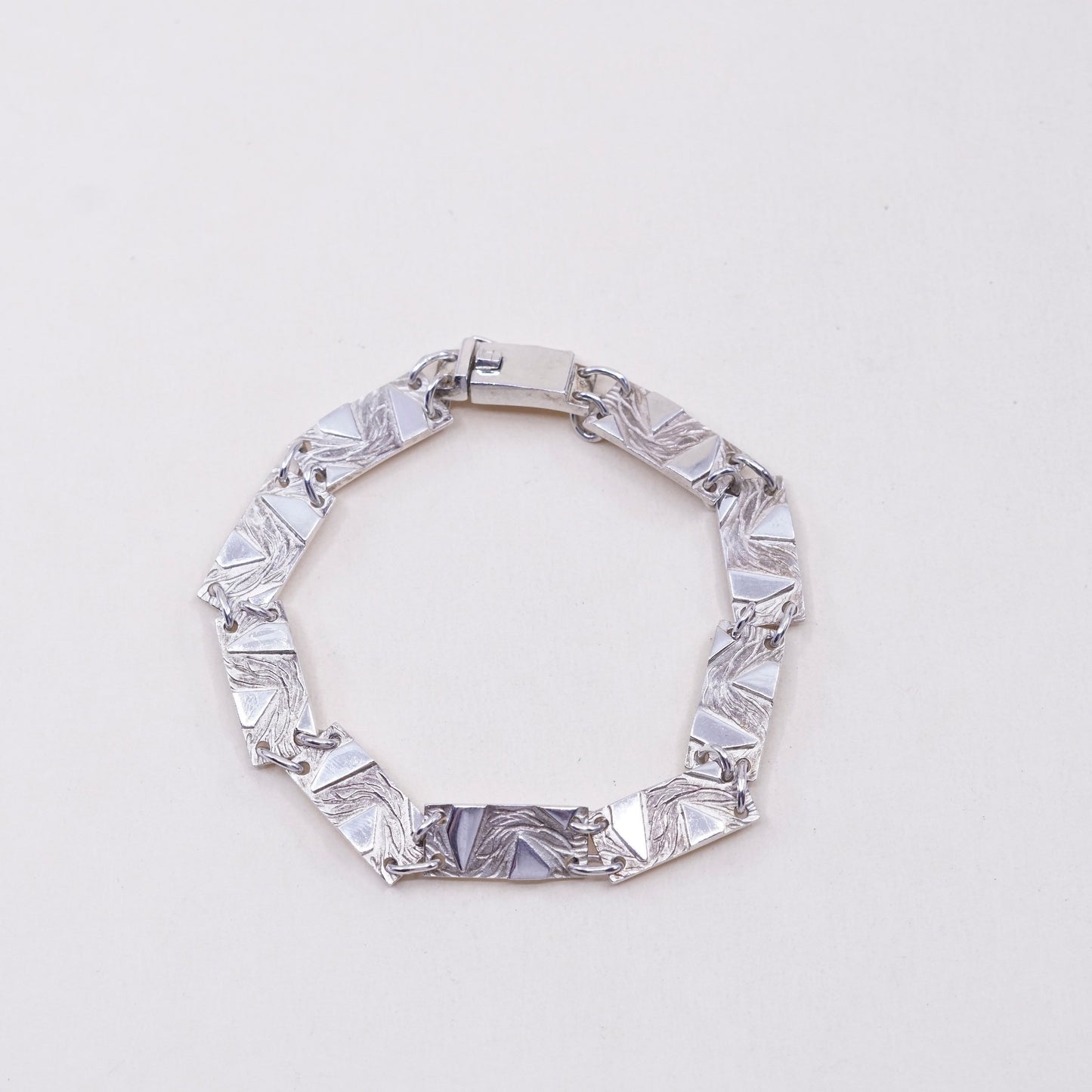 7.5”, sterling silver handmade tennis bracelet, 925 embossed rectangular chain