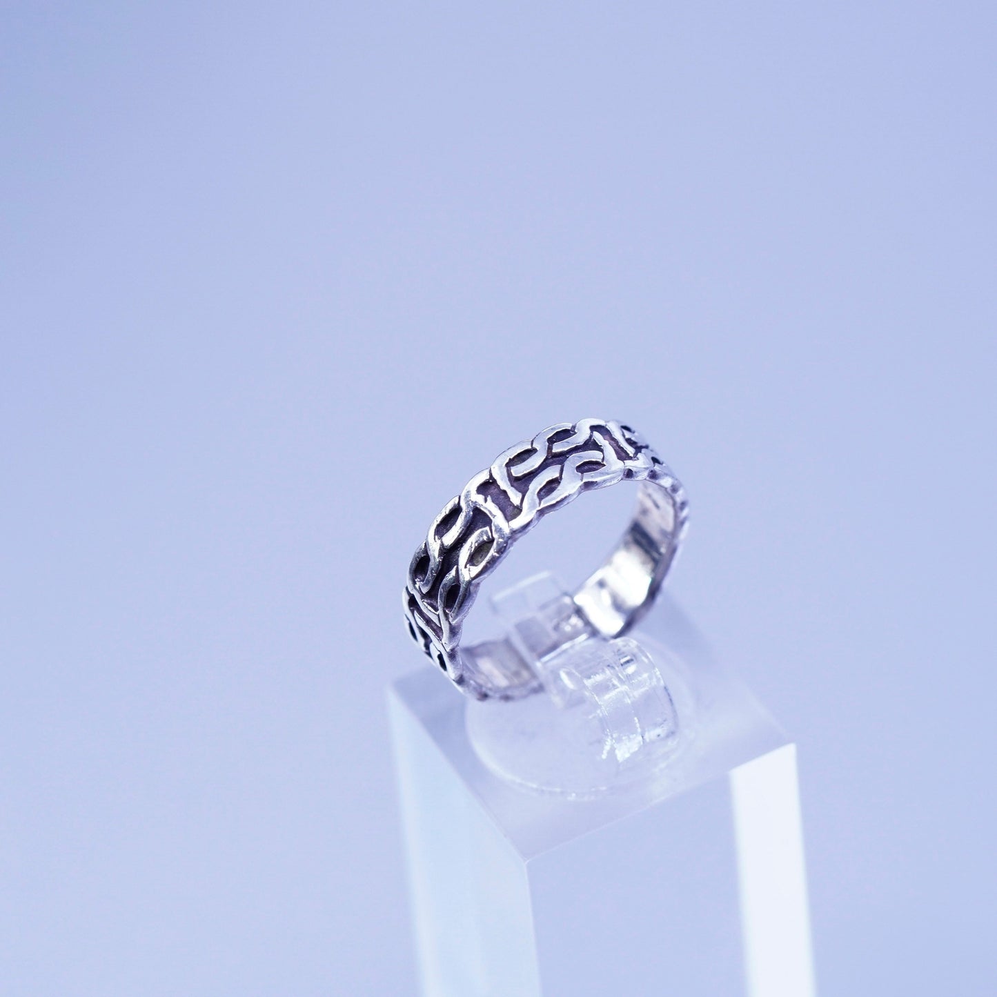 sz 7, southwestern Sterling 925 silver handmade ring, modern wavy textured band