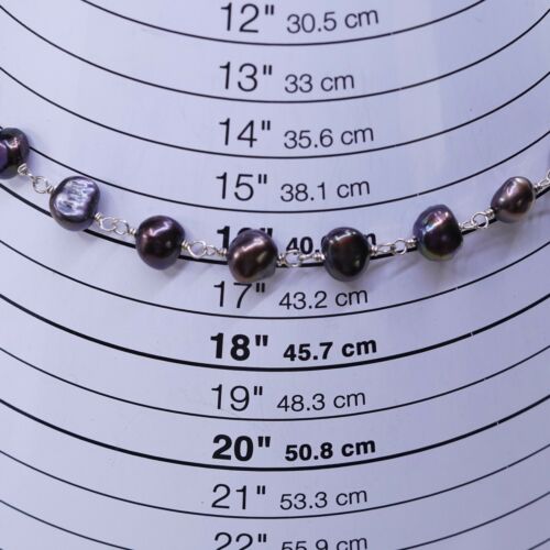 16+2”, Vtg Sterling silver handmade necklace, 925 Silver Chain W/ Pearl Beads