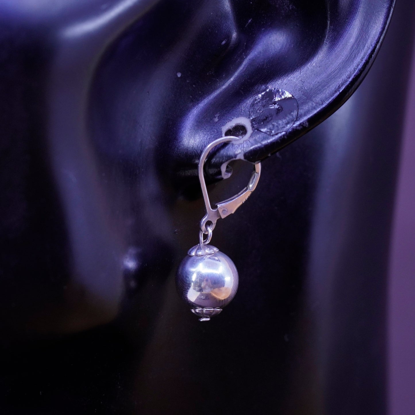 Vintage Sterling silver handmade earrings, 925 beads drops