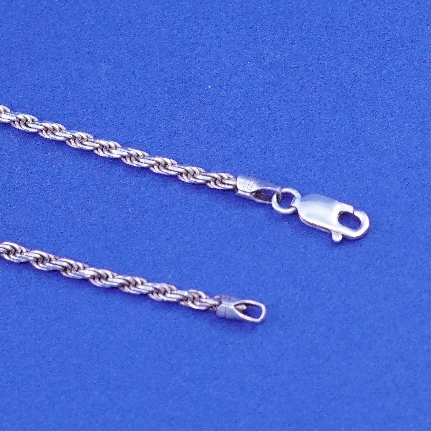 18”, 2mm, vintage Sterling silver handmade necklace, 925 rope chain