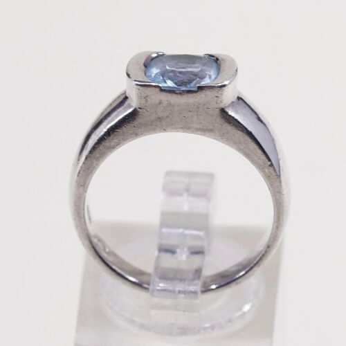 Sz 7.5, Sterling Silver Engagement Ring, 925 Silver Ring W/ Birthstone Topaz