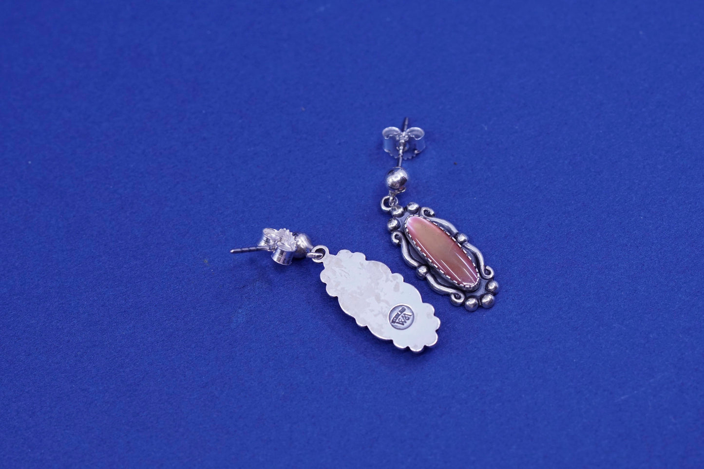 Wheeler sterling silver handmade earrings, 925 with golden tiger eye and Beads