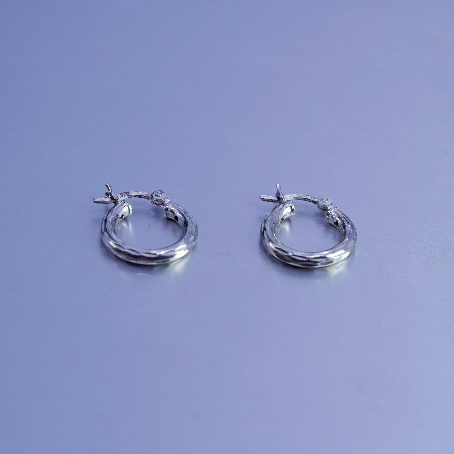0.5”, vintage Sterling silver handmade earrings, textured 925 hoops