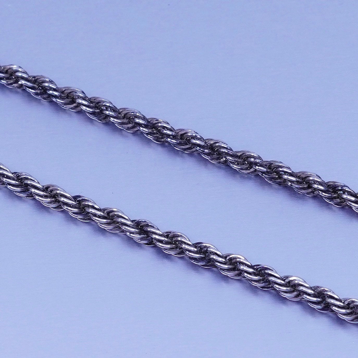 24” 4mm, vintage Italy Sterling 925 silver bold rope chain necklace