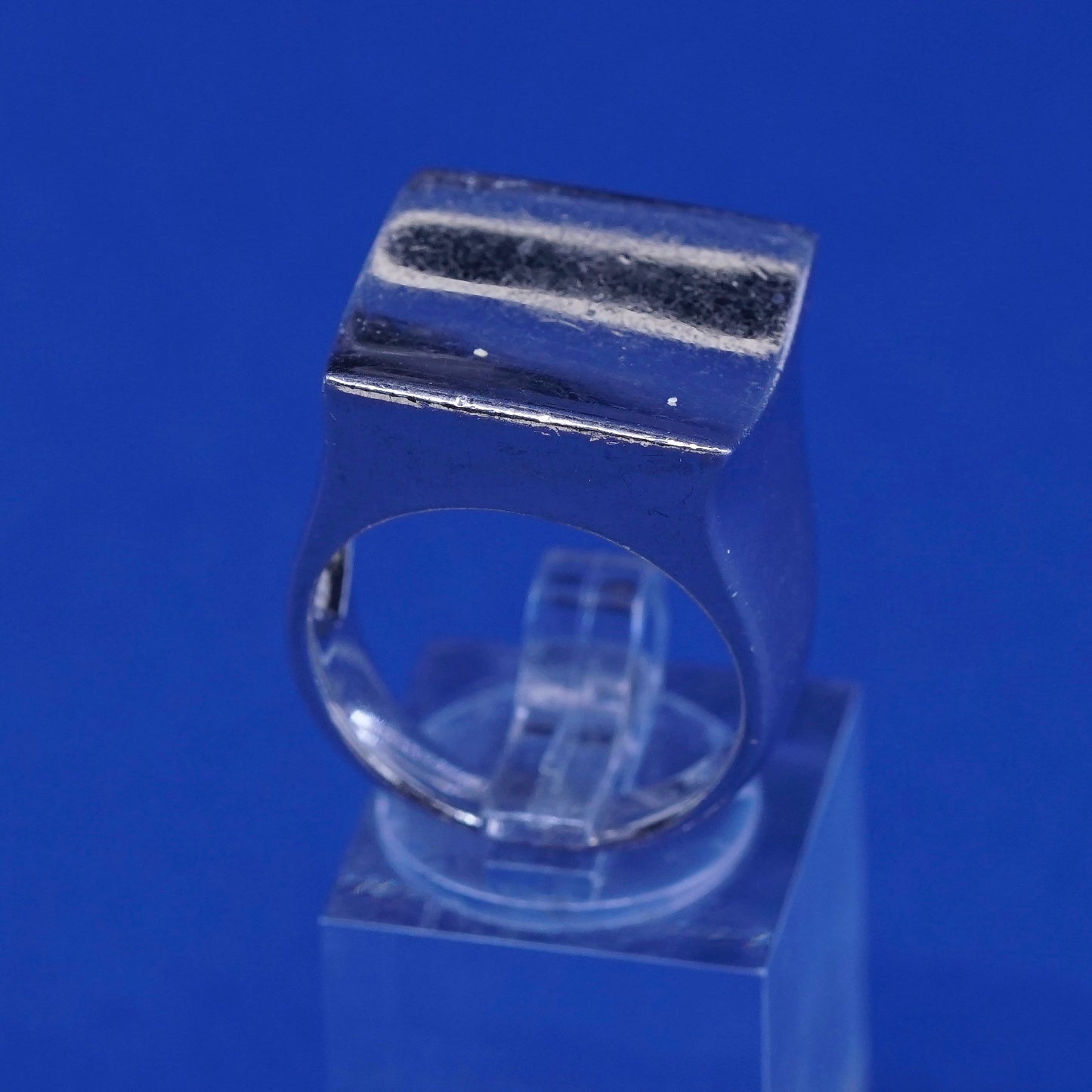 Size 8, vintage Sterling silver handmade Square ring, 925 statement ring
