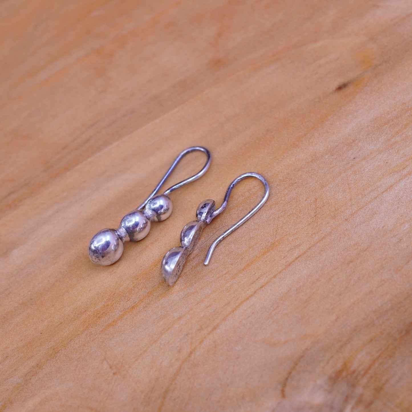 Vintage Sterling silver handmade earrings, 925 beads drops