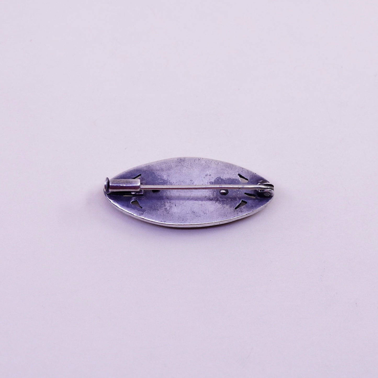 Vintage sterling silver handmade brooch pin with monogram “MRC”