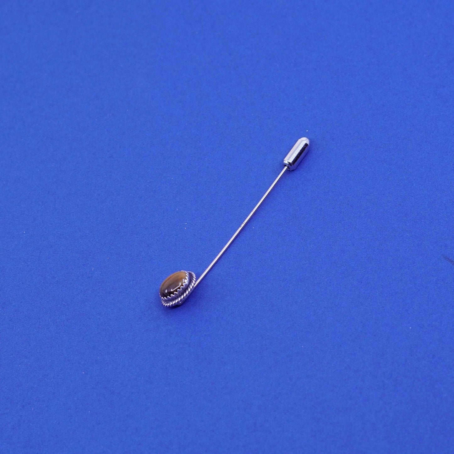 Vintage sterling silver handmade 925 golden tiger eye pin