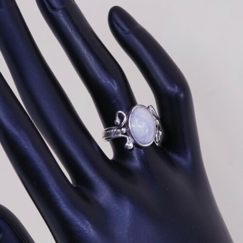 Sz 7.5, Handmade Ring in Sterling 925 Silver N Howlite Stone, Silver Tested