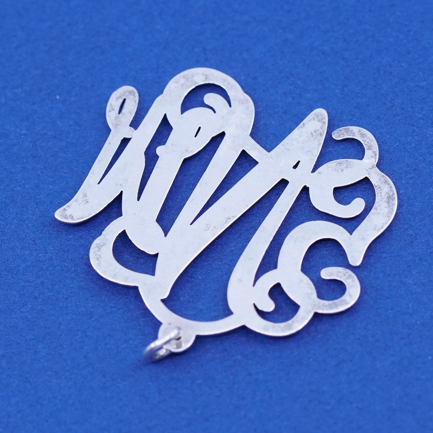 Vintage sterling silver handmade pendant, solid 925 initial “MNG”