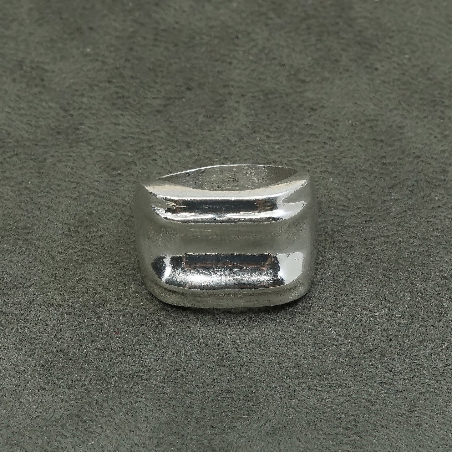 sz 7.75, vtg Sterling silver handmade ring, 925 ribbed band, minimalist